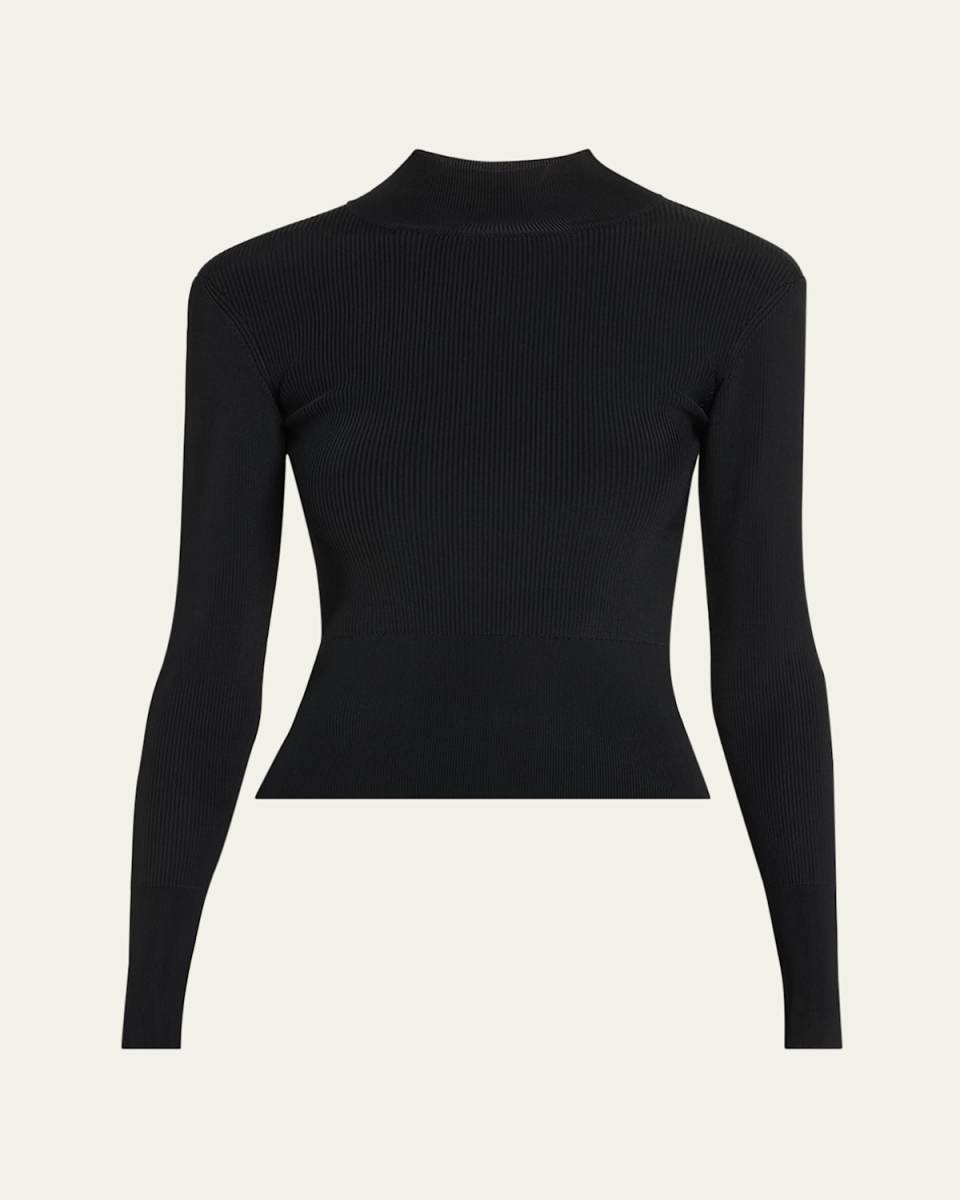 Fenya Ribbed Mock-Neck Top
